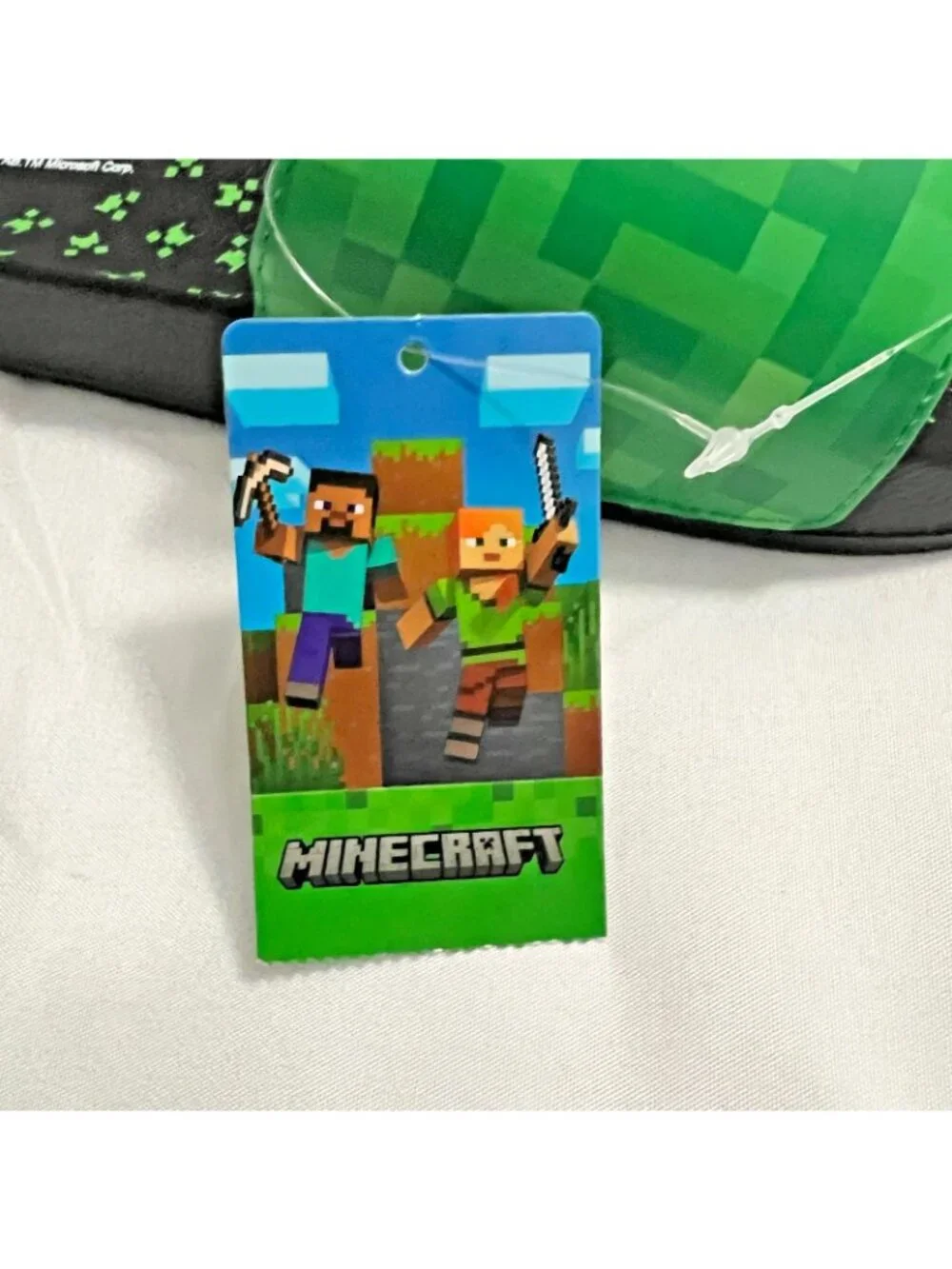Minecraft Creeper Kids Slide Sandals - Size 4/5 - Green Black